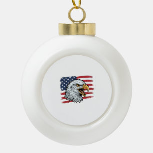 Patriotisches Adlerflagge Vintage-Vektordesign_1 Keramik Kugel-Ornament