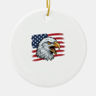 Patriotisches Adlerflagge Vintage-Vektordesign_1 Keramik Ornament