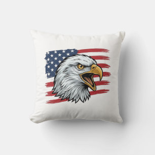 Patriotisches Adlerflagge Vintage-Vektordesign_1 Kissen