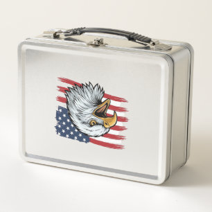 Patriotisches Adlerflagge Vintage-Vektordesign_1 Metall Brotdose