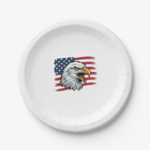 Patriotisches Adlerflagge Vintage-Vektordesign_1 Pappteller