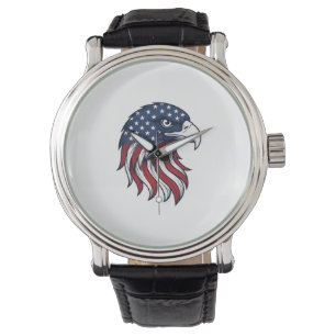 Patriotisches Adlerflaggen-Vektordesign für weißes Armbanduhr