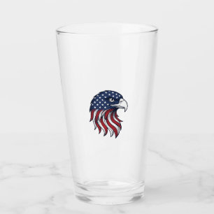 Patriotisches Adlerflaggen-Vektordesign für weißes Glas