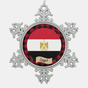 Patriotisches Ägypten, karierter Roter Büffel, ägy Schneeflocken Zinn-Ornament