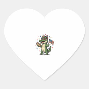 Patriotisches Alligator Hot Dog Vintage Vector Shi Herz-Aufkleber