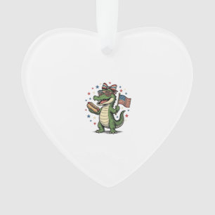 Patriotisches Alligator-Hot-Dog-Vintage-Vector-Shi Ornament