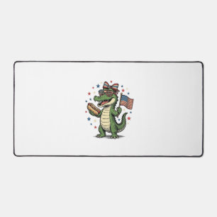 Patriotisches Alligator Hot Dog Vintage Vector Shi Schreibtischunterlage