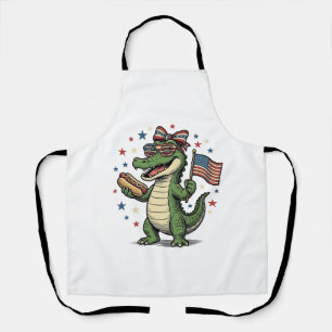 Patriotisches Alligator Hot Dog Vintage Vector Shi Schürze