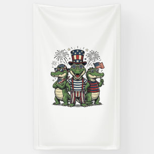 Patriotisches Alligator-Trio Vintage Fourth of Jul Banner