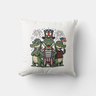 Patriotisches Alligator-Trio Vintage Fourth of Jul Kissen