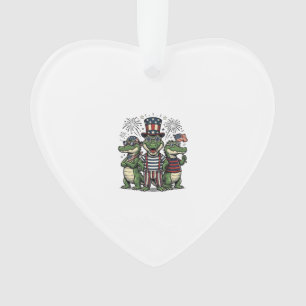 Patriotisches Alligator-Trio Vintage Fourth of Jul Ornament