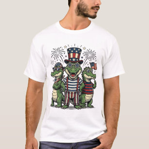 Patriotisches Alligator-Trio Vintage Fourth of Jul T-Shirt