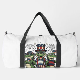 Patriotisches Alligator-Trio Vintage-Vierter-Juli- Duffle Bag