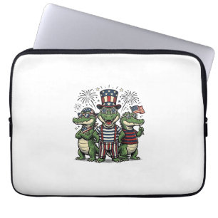 Patriotisches Alligator-Trio Vintage-Vierter-Juli- Laptopschutzhülle