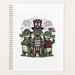 Patriotisches Alligator-Trio Vintage-Vierter-Juli- Planer