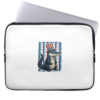 Patriotisches Alligator-Vintage-Stich-Shirt-Design Laptopschutzhülle