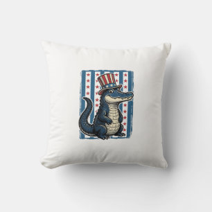 Patriotisches Alligator-Vintage-Stickerei-Shirt-De Kissen