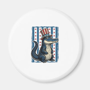 Patriotisches Alligator-Vintage-Stickerei-Shirt-De Magnet