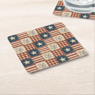 Patriotisches Americana zum 4. Juli Gedenktag Rechteckiger Pappuntersetzer