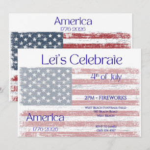 Patriotisches Amerika 1776 - 2026 Flaggenfeier  In Einladung