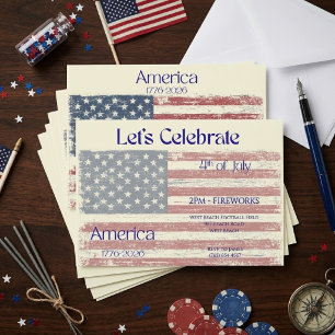 Patriotisches Amerika 1776 - 2026 Flaggenfeier In Einladung