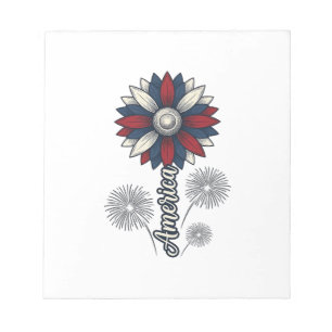 Patriotisches Amerika-Blumen-Feuerwerk-Vektor-Desi Notizblock