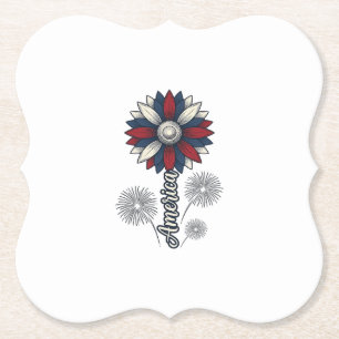 Patriotisches Amerika-Blumen-Feuerwerk Vektor-Desi Untersetzer