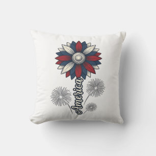 Patriotisches Amerika-Blumen-Feuerwerk-Vektordesig Kissen