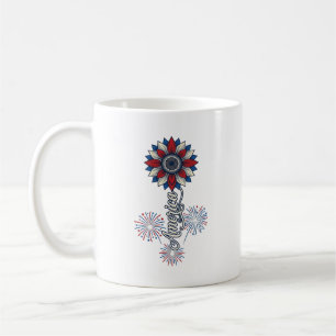 Patriotisches Amerika Blumen Feuerwerk Vintage Des Kaffeetasse