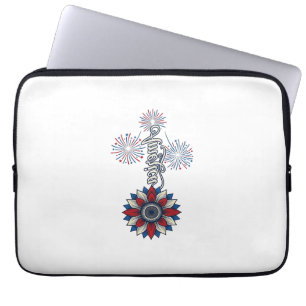Patriotisches Amerika Blumen Feuerwerk Vintage Des Laptopschutzhülle