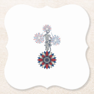 Patriotisches Amerika Blumen Feuerwerk Vintage Des Untersetzer