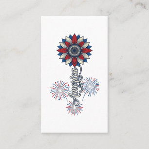 Patriotisches Amerika Blumen Feuerwerk Vintage Des Visitenkarte