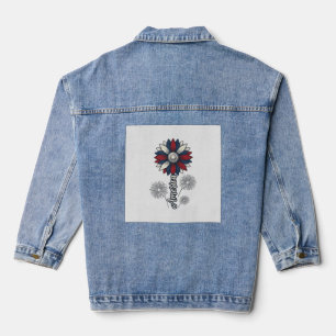 Patriotisches Amerika-Blumenfeuerwerk-Vektordesign Jeansjacke