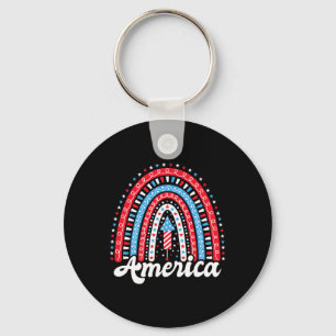 Patriotisches Amerika Boho Regenbogen 4. Juli Unab Schlüsselanhänger