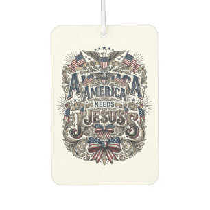Patriotisches Amerika braucht Jesus Vintage T-Shir Autolufterfrischer