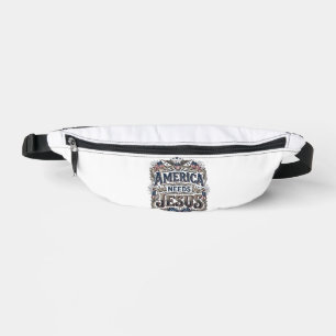 Patriotisches Amerika braucht Jesus Vintage T-Shir Bauchtasche