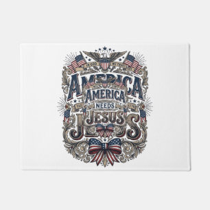 Patriotisches Amerika braucht Jesus Vintage T-Shir Fußmatte