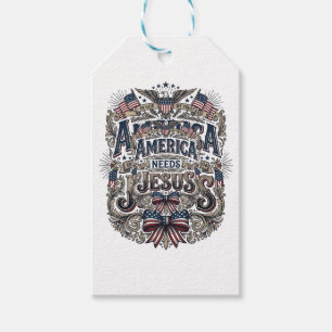 Patriotisches Amerika braucht Jesus Vintage T-Shir Geschenkanhänger