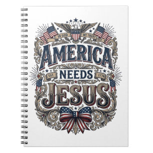 Patriotisches Amerika braucht Jesus Vintage T-Shir Notizblock