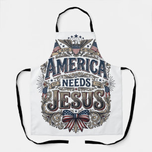 Patriotisches Amerika braucht Jesus Vintage T-Shir Schürze