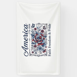 Patriotisches Amerika Florales Vintage-Shirt-Desig Banner