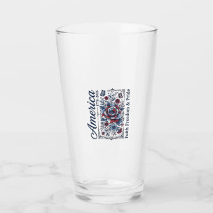 Patriotisches Amerika Florales Vintage-Shirt-Desig Glas