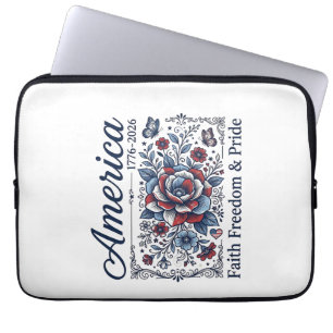 Patriotisches Amerika Florales Vintage-Shirt-Desig Laptopschutzhülle