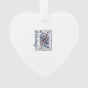 Patriotisches Amerika Florales Vintage-Shirt-Desig Ornament
