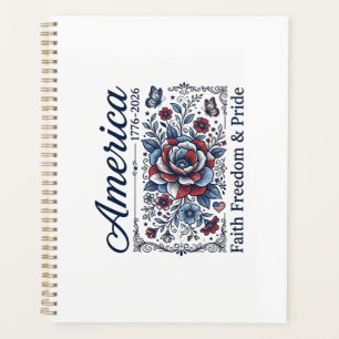 Patriotisches Amerika Florales Vintage-Shirt-Desig Planer
