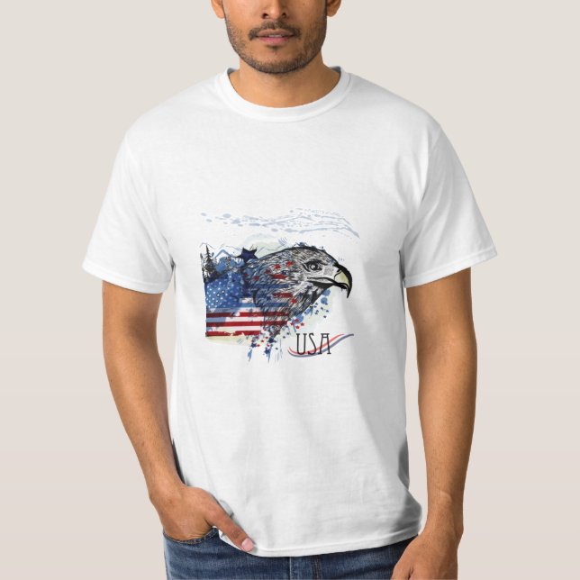 Patriotisches Amerikanisches Adler-USA-Flagge-T-Sh T-Shirt (Vorderseite)