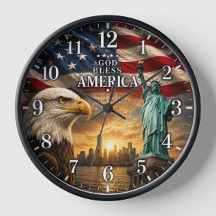 Patriotisches amerikanisches Flaggen-Zifferblatt   Uhr