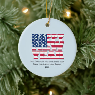 Patriotisches amerikanisches Frohes Neues Jahr 202 Keramik Ornament