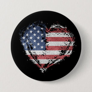 Patriotisches amerikanisches Herz in Grunge Button