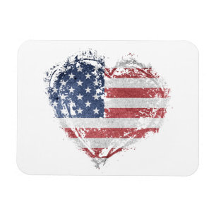 Patriotisches amerikanisches Herz in Grunge Magnet
